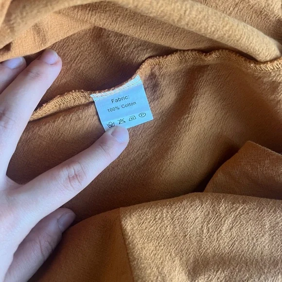 Minimalist Boho Jumpsuit Wide Leg Relaxed Fit Size M, Muted Orange Boho Overalls - Picture 4 of 8